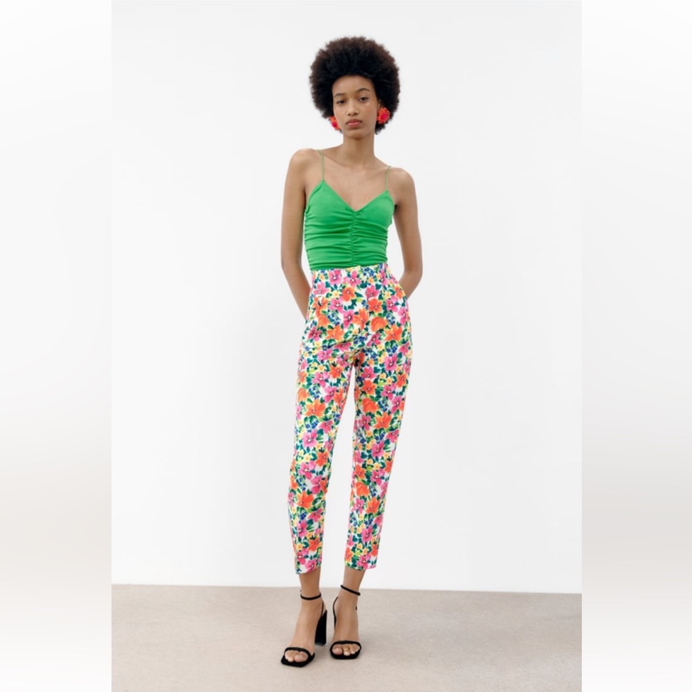 Zara Multicolor Floral Skinny Pants